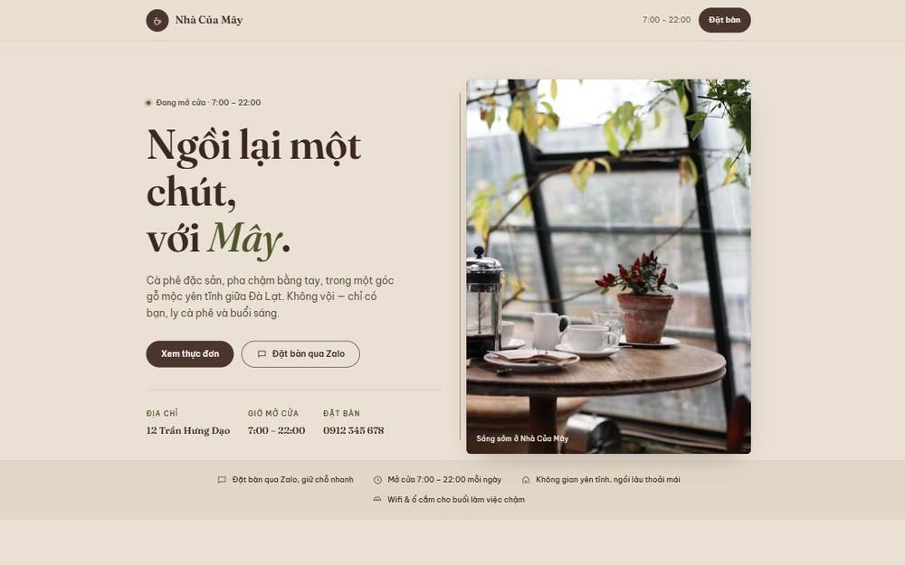 Ảnh chụp web Nhà Của Mây
