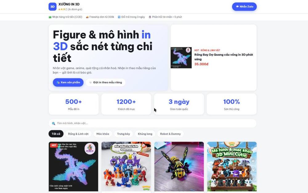 Ảnh chụp web Xưởng In 3D